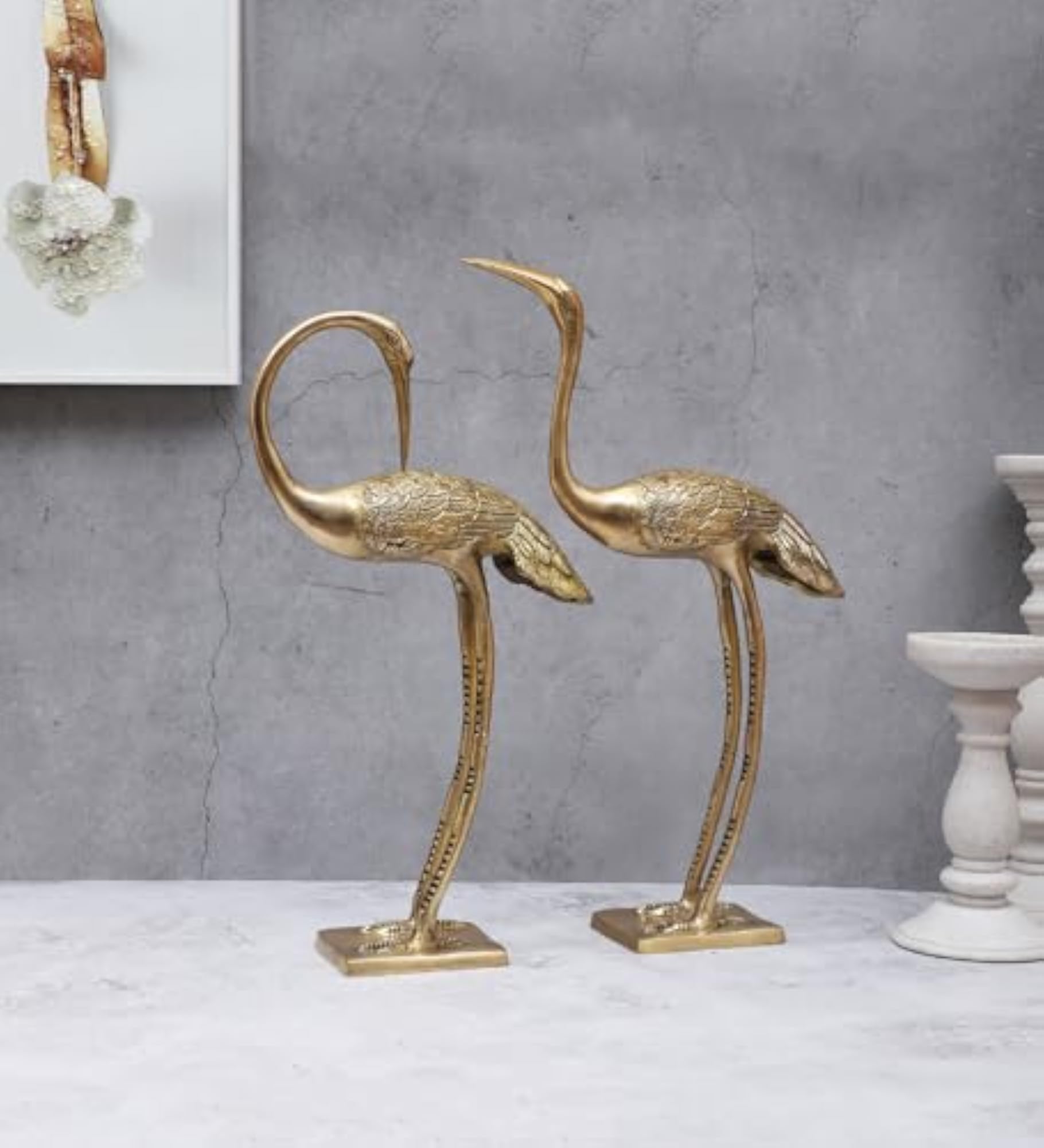 Brass Love Cranes Pair Showpiece